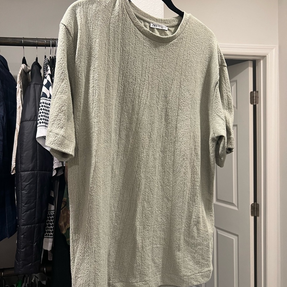 Sage Green Textured Mens Tee Shirt Adult Medium